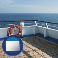 colorado map icon and a cruise ship deck