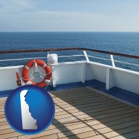 delaware map icon and a cruise ship deck