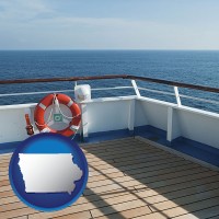 iowa map icon and a cruise ship deck