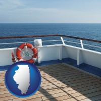 illinois map icon and a cruise ship deck