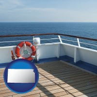 kansas map icon and a cruise ship deck