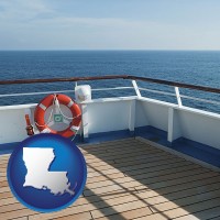 louisiana map icon and a cruise ship deck