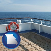 missouri map icon and a cruise ship deck