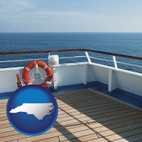 north-carolina map icon and a cruise ship deck