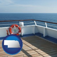 nebraska map icon and a cruise ship deck