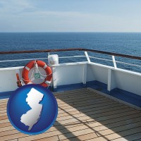 new-jersey map icon and a cruise ship deck