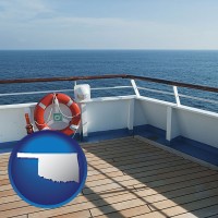 oklahoma map icon and a cruise ship deck