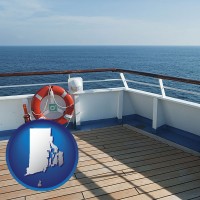rhode-island map icon and a cruise ship deck
