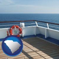 south-carolina map icon and a cruise ship deck
