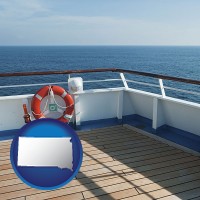 south-dakota map icon and a cruise ship deck