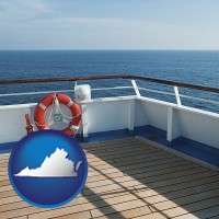 virginia map icon and a cruise ship deck