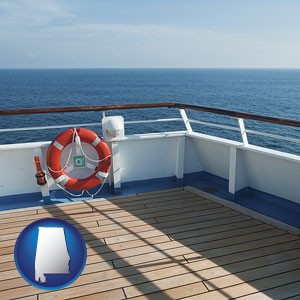 a cruise ship deck - with Alabama icon