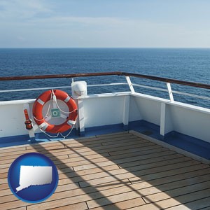 a cruise ship deck - with Connecticut icon