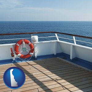a cruise ship deck - with Delaware icon