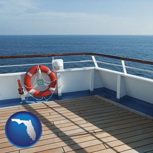 a cruise ship deck - with Florida icon