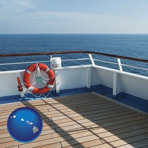 a cruise ship deck - with Hawaii icon
