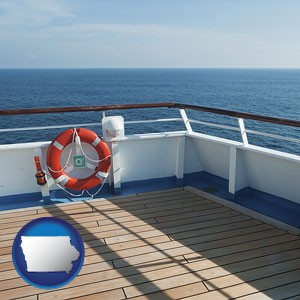 a cruise ship deck - with Iowa icon