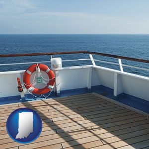 a cruise ship deck - with Indiana icon
