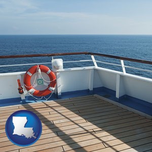 a cruise ship deck - with Louisiana icon