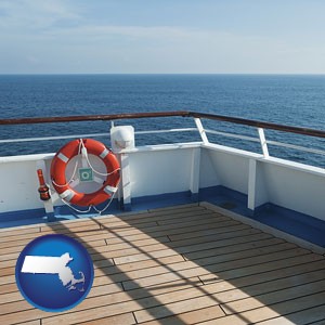 a cruise ship deck - with Massachusetts icon
