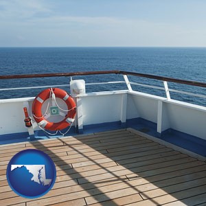 a cruise ship deck - with Maryland icon