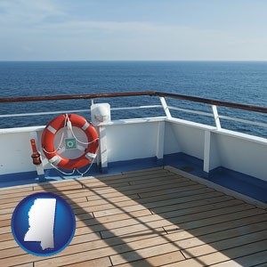 a cruise ship deck - with Mississippi icon