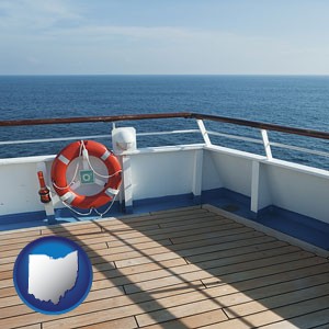 a cruise ship deck - with Ohio icon