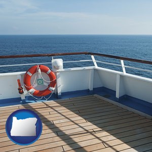 a cruise ship deck - with Oregon icon