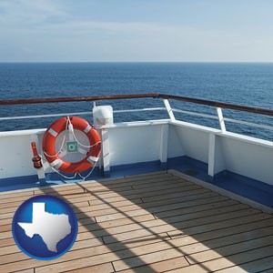 a cruise ship deck - with Texas icon
