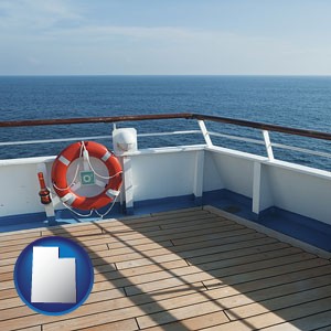 a cruise ship deck - with Utah icon