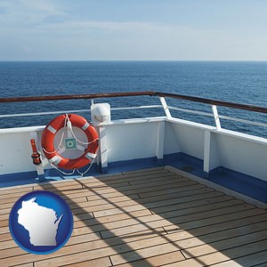 a cruise ship deck - with Wisconsin icon