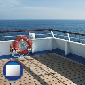a cruise ship deck - with Wyoming icon